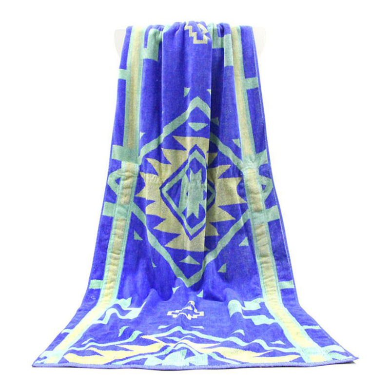 Toalha de praia de algodão Jacquard com bolso com zíper